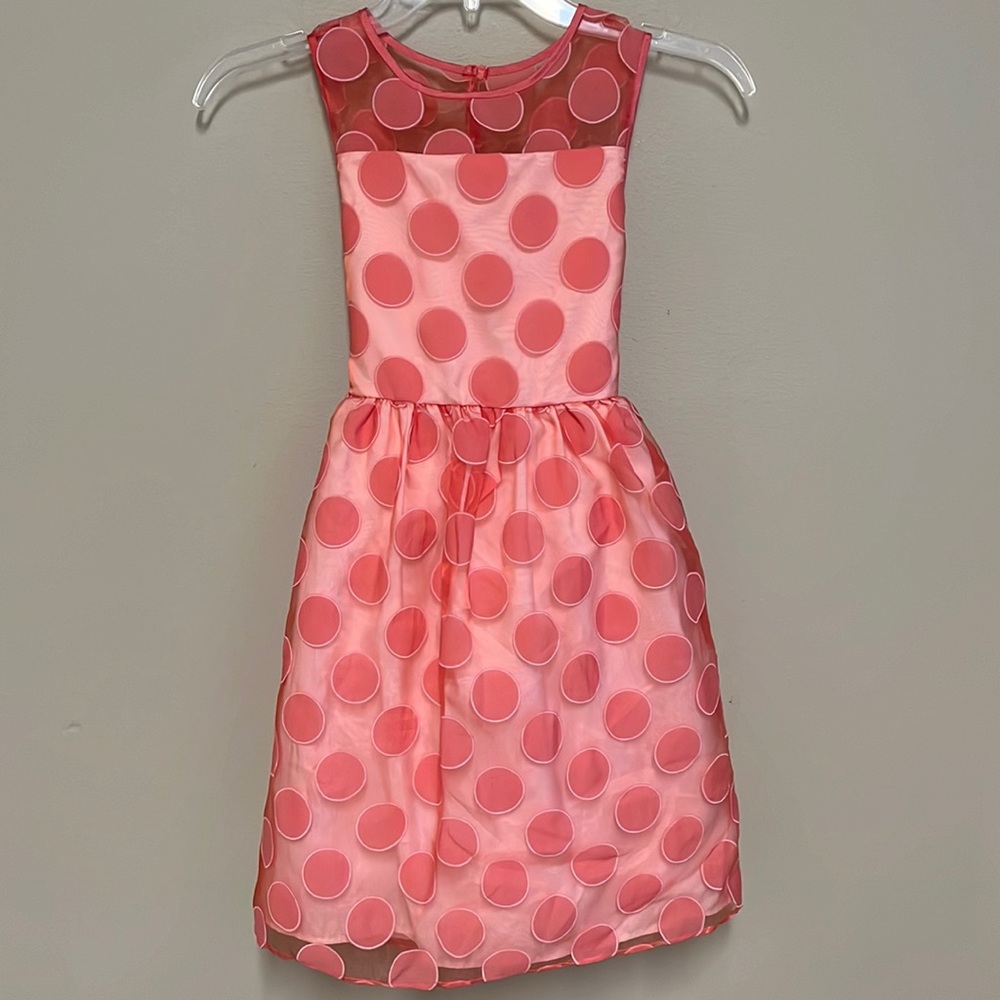 George pink / peach polka dot tulle dress